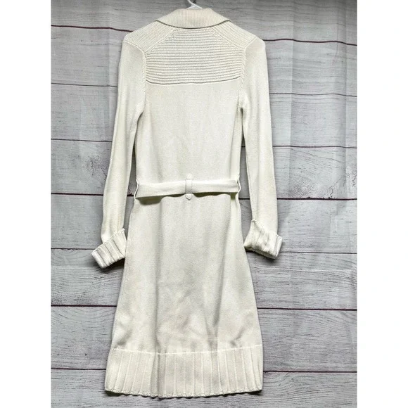 Express white button front shirt dress style Long line sweater cardigan size S - Picture 7 of 11
